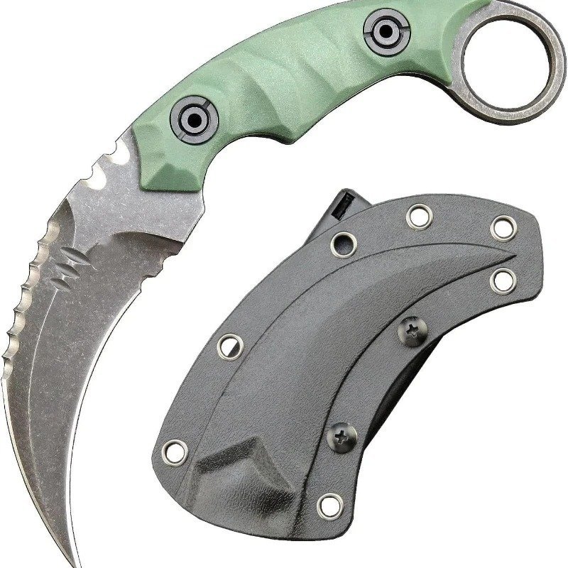 18638-main-white-clean Karambit-Messer, D2-Stahl + Nylon-Fiberglas-Griff, Outdoor-Klauenmesser mit Kydex-Scheide, Edc-Greeng